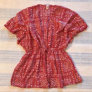 🆕 Heart Print Flutter Short Sleeve Robe